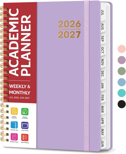 Planner 2026-2027 for Women & Men, Academic Monthly and Weekly Calendar Planner, Jul 2026 - Jun 2027, A5 (6.3" x 8.5"), Teacher Student Planning Book with Tabs, Ideal for Office School Supplies - Pink