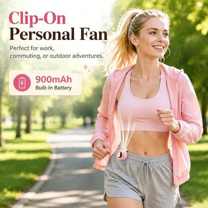 Portable Clip-On Fan, Mini Bladeless Waist Fan, 5100RPM 25dB Ultra-Quiet 3-Speed Rechargeable Small Whirlwind Fan, Hands-Free Personal Cooling for Outdoor Travel Office Camping with USB-C