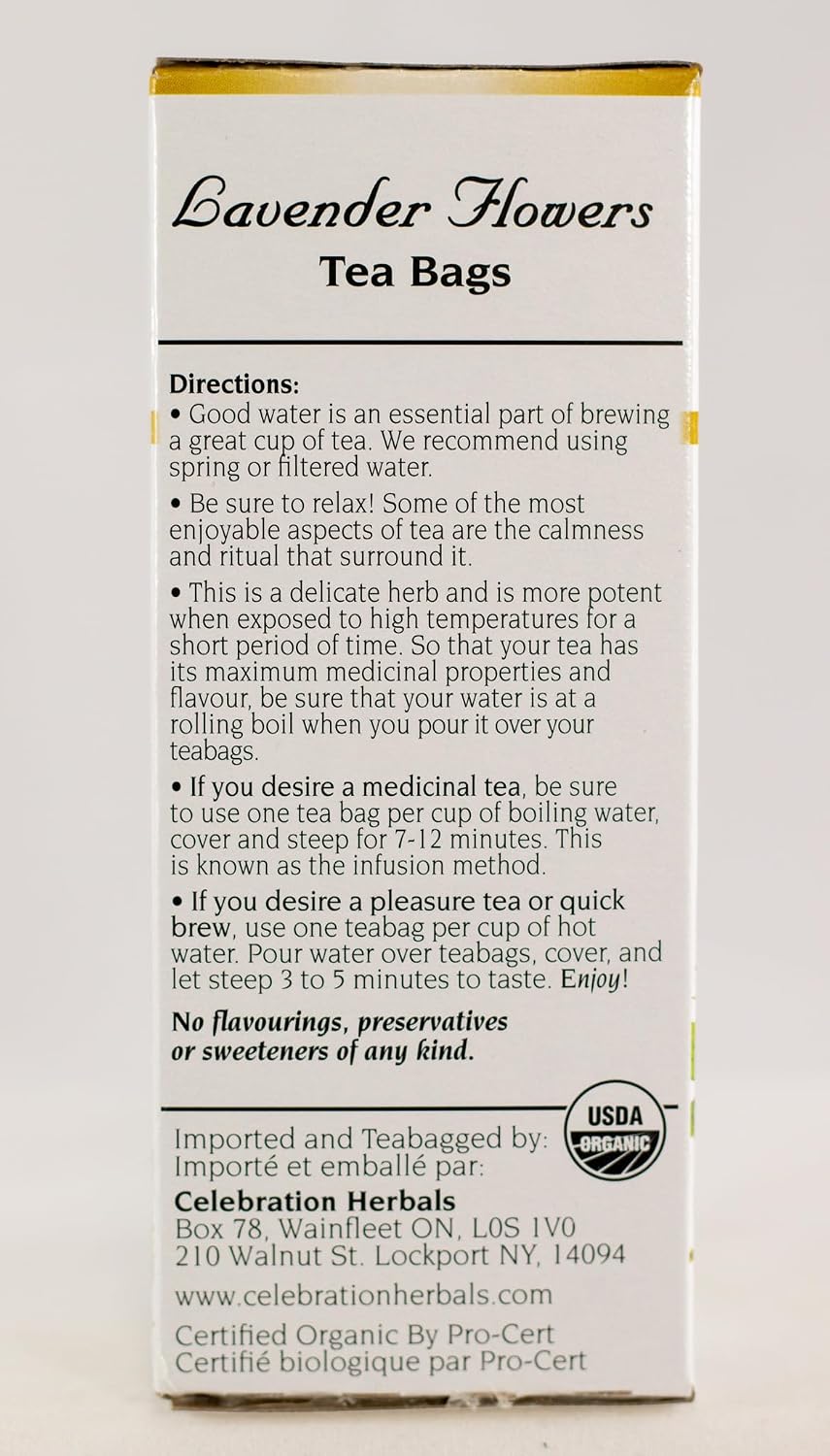 CELEBRATION HERBALS Lavender Flowers Tea Organic 24 Bag, 0.60 Ounce