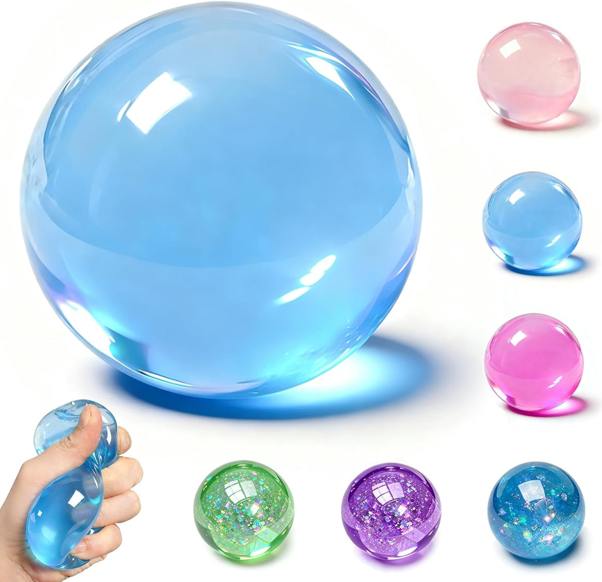 Coconut Oil Squishy, 2 Pack Crystal-Clear Transparency Stress Relief Balls