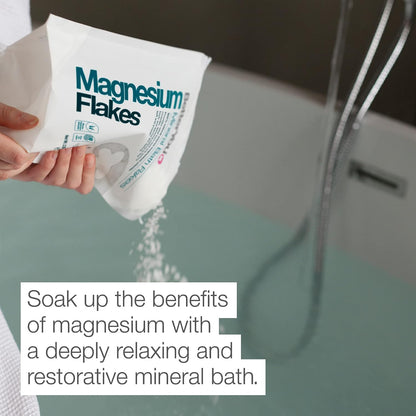 BetterYou Magnesium Mineral Bath Flakes - Mineral Bath Salts with Magnesium Chloride - Foot Bath or Body Bath Soak - Safe On Sensitive Skin - 2.3 lb