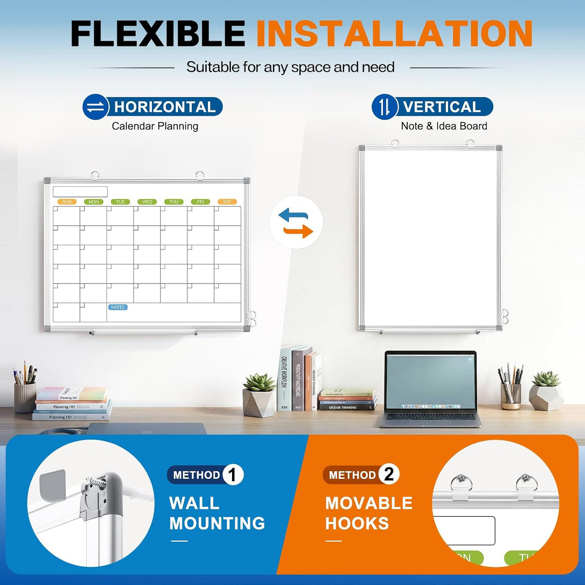 24" x 18" Magnetic Monthly Dry Erase Whiteboard Calendar for Wall