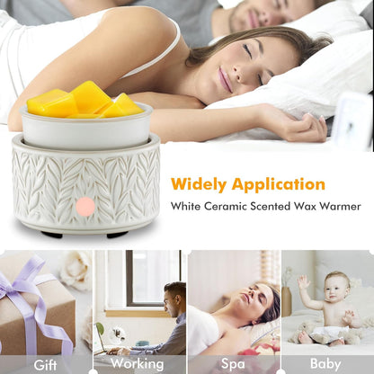 EQUSUPRO Wax Melt Warmer for Scented Wax Melts 3-in-1 Electric Ceramic Candle Wax Warmer Burner Fragrance Wax Melter for Home Office Bedroom Gift & Decor (Leaf)