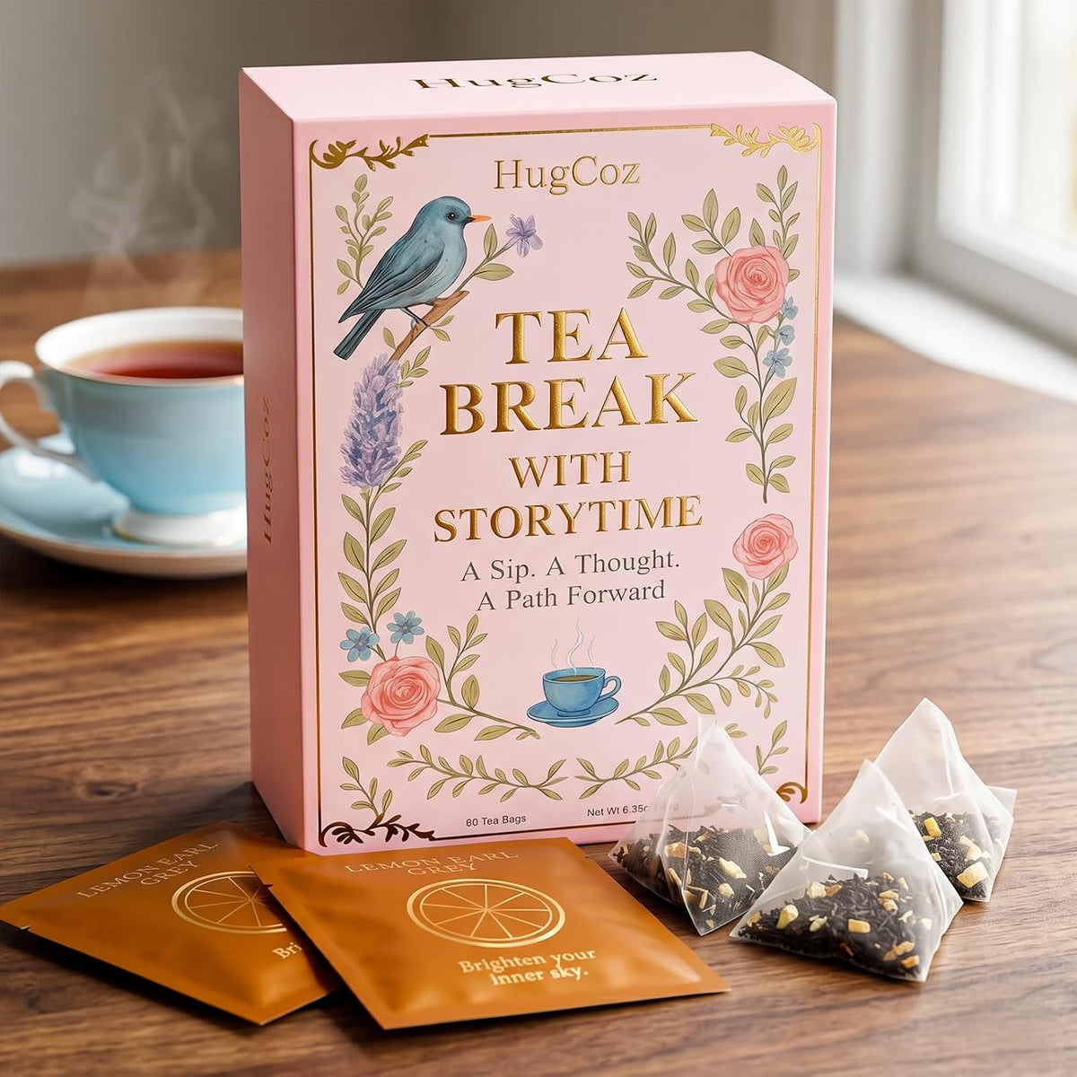 HugCoz Book Tea Gift Set, 60 Assorted Tea Bags, Christmas Day & Corporate Gifting Option, 12 Exotic Herbal Blends with Premium Whole Leaf in Eco-Friendly Pyramid Bags