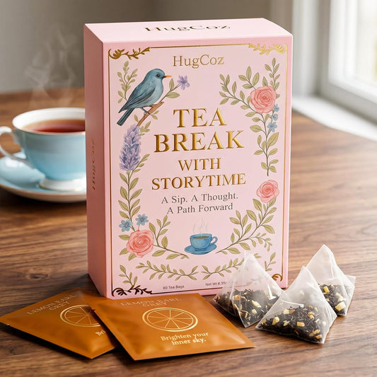 HugCoz Book Tea Gift Set, 60 Assorted Tea Bags, Christmas Day & Corporate Gifting Option, 12 Exotic Herbal Blends with Premium Whole Leaf in Eco-Friendly Pyramid Bags