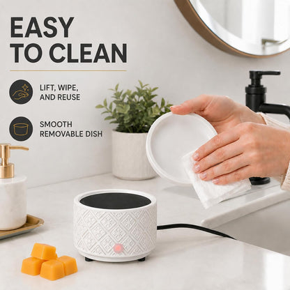 mocosa Ceramic Wax Warmer Wax Melt Warmer for Scented Wax 3-1 Electric Candle Warmer Home Fragrance Wax Burner for Mom Women(White-Fan Shaped)