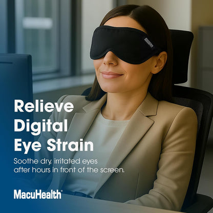 MacuHealth MacuMask - Moist Heat Eye Compress for Dry Eyes, Blepharitis, MGD & Digital Eye Strain, Adjustable Strap, SterilEyes Technology, Microwave & Freezer Safe, Hot or Cold Compress (Premium)