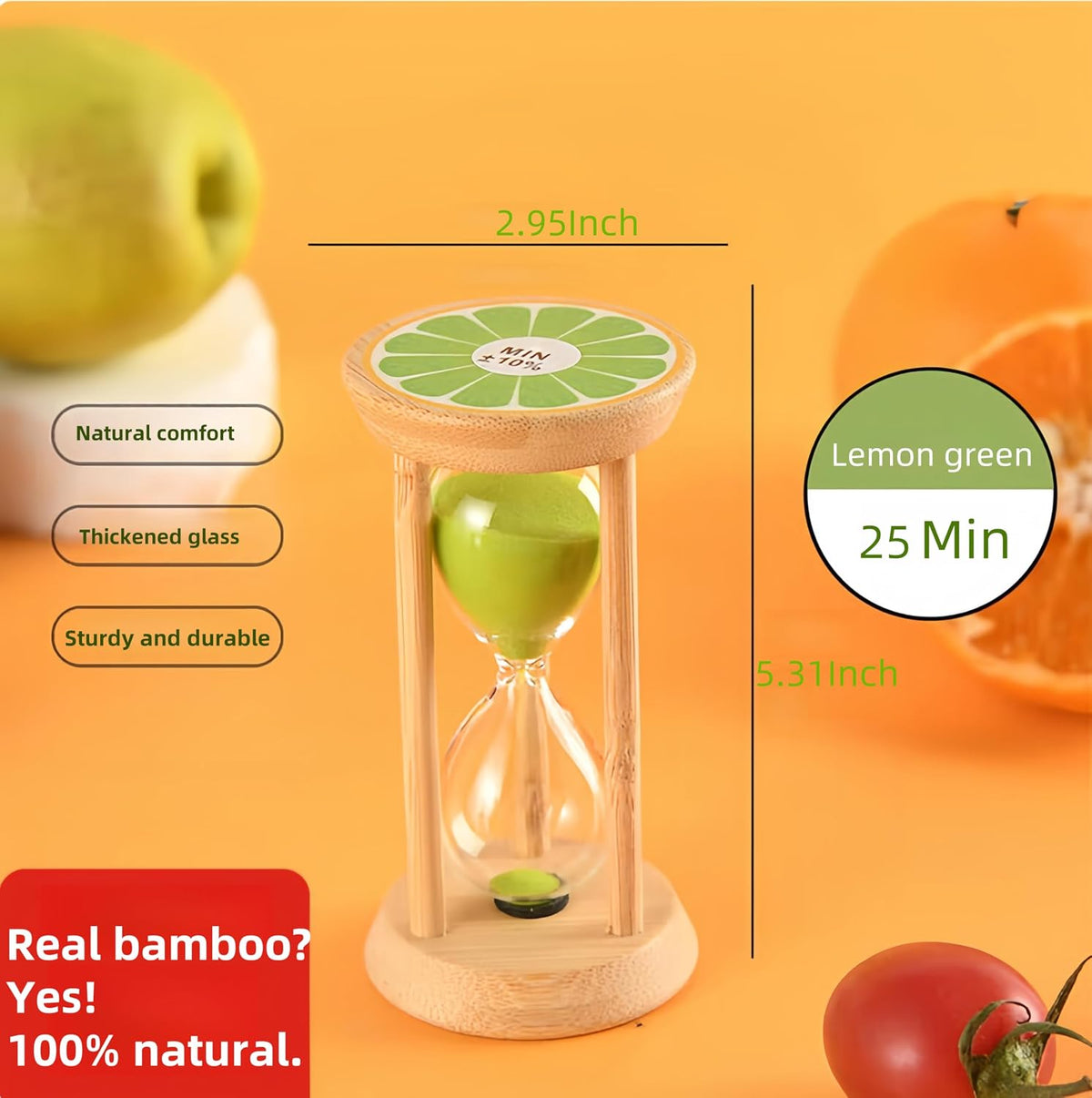 Mini Wooden Sand Timers,100% Bamboo Hourglass Sand Timers 1Min Sandglass Timer for Toothbrush Timer Games Classroom Home Office Cooking(Blue+1Min)
