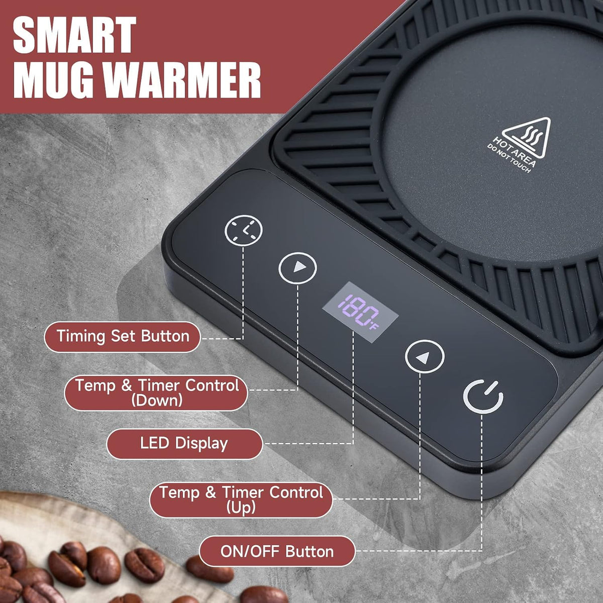Mug Warmer - Electric Coffee Mug Warmer for Desk with Temperature Display