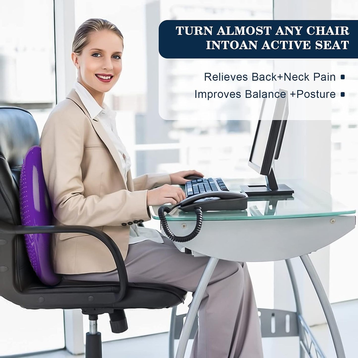 Wobble Cushion，Wiggle Seat，Balance Disc （Extra Thick 34cm/13.4in），for Balance Stability Training, Improve Sitting