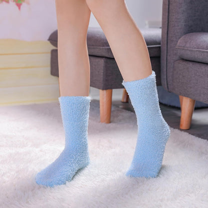 LINEMIN Womens Fuzzy Socks Cozy Fluffy Winter Warm Slipper Socks Microfiber Soft Home Sleeping Socks