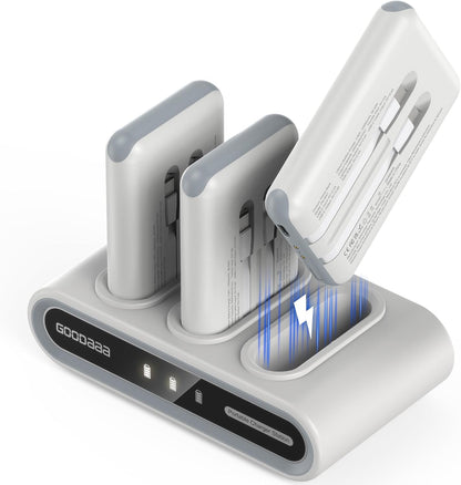 GOODaaa Portable Charger, 10000mAh Slim Power Bank Built in Cables