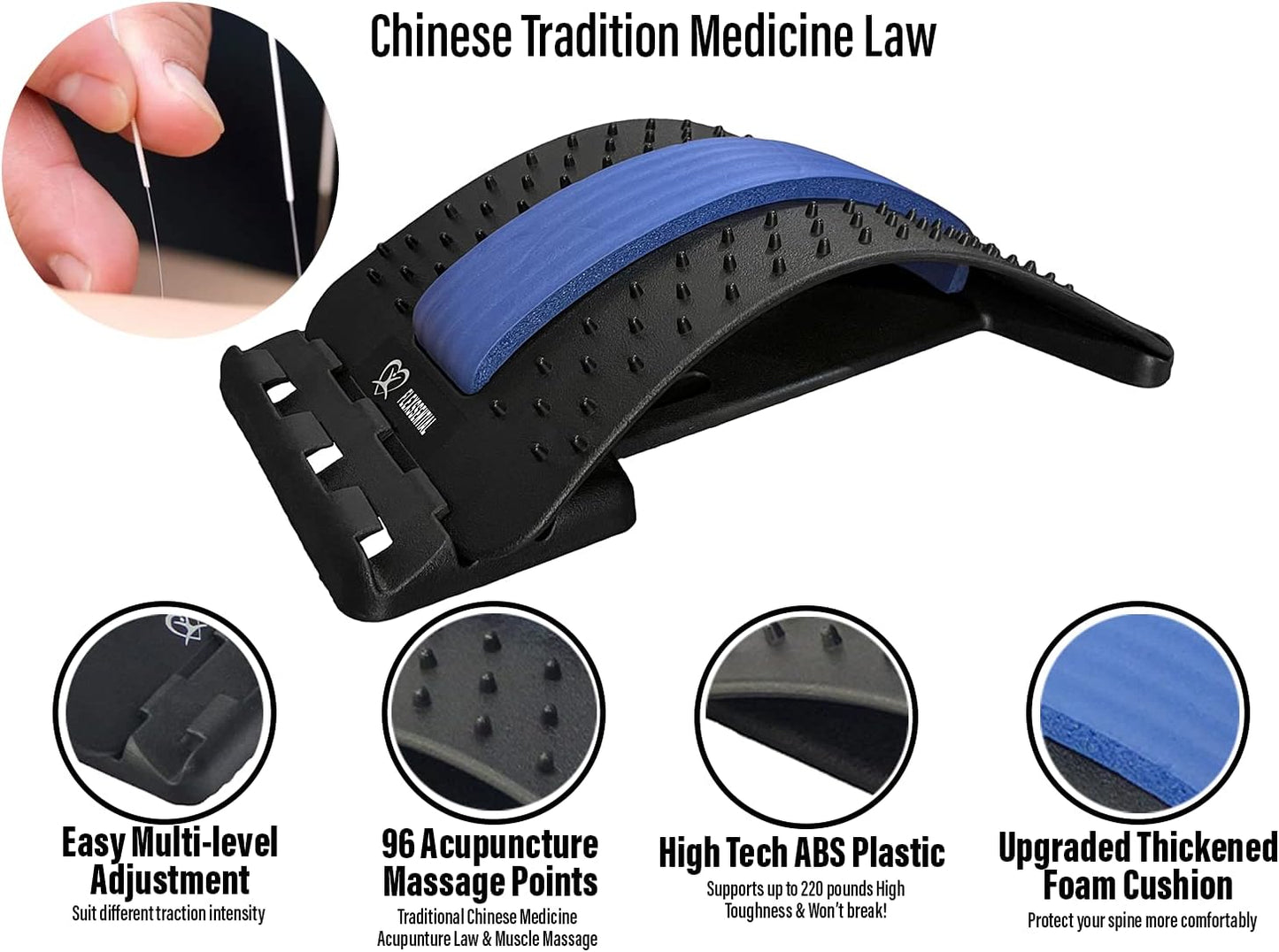 Back Stretcher Device for Back Pain Relief - Lumbar Support - Spine Deck - Massager for Back - Spine Stretcher Helps Lower Back Pain - Easy Back Therapy that relieves Chronic Pain