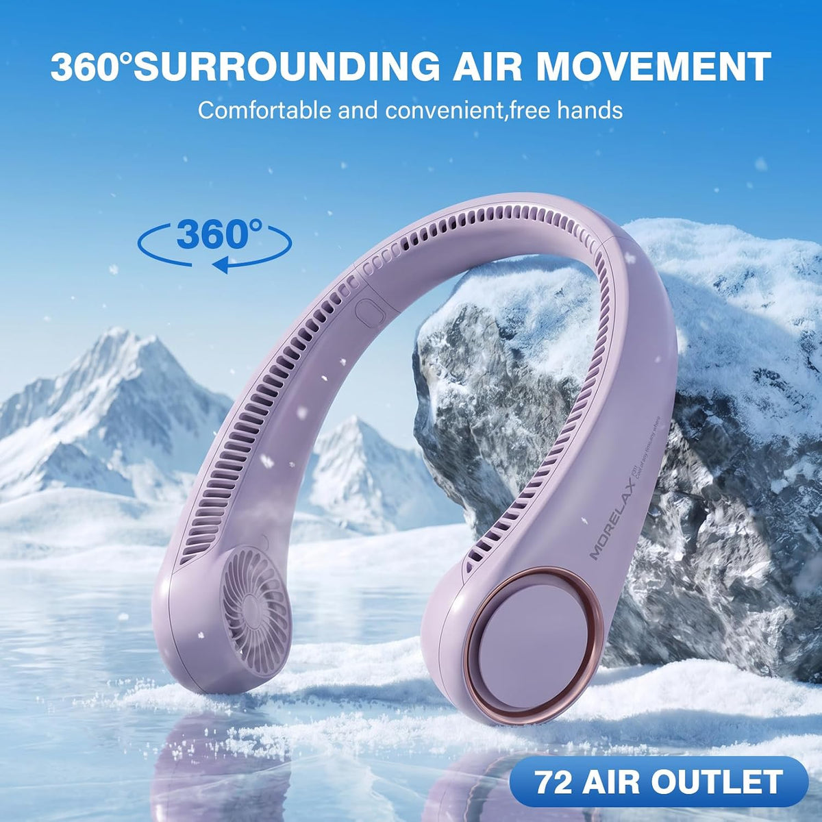 Morelax Neck Fan, USB Rechargeable Personal Fan,Hand Free Bladeless Portable Fans,4000 mAh, 3 Speeds,72 Air Faster softer 360° Cooling, Ultra Quiet,Gift Suitable for Home, Office, Travel, Sports