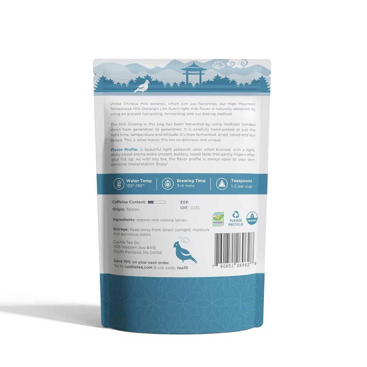 Taiwanese High Mountain Milk Oolong Tea Bags - Xin Qing Milk Oolong Tea - Jinxuan Oolong Loose Leaf Milk Tea - 20ct Makes 40 Cups Of Tea
