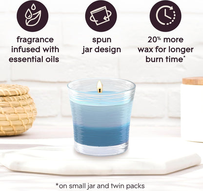 Glade 1-Wick Scented Candle Jar, Clean Linen, Air Freshener Infused with Essential Oils, 4.08 Oz, 2 Count