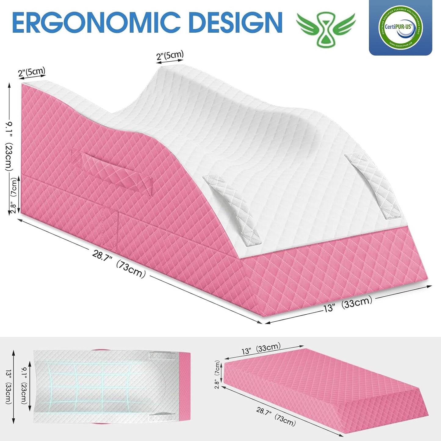 TranquilRelax Elevation Pillows for Leg After Surgery, Memory Foam Adjustable Wedge Pillow for Injury or Rest, Ankle Pillow for Sleeping Blood Circulation, Grey/Single Leg