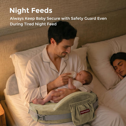 Momcozy CozyPro Nursing Pillow - All Around Lumbar & Arm Support - Safety Guard, Firm & Springy Memory Foam-Stable, Ergonomic Support, Easier Breastfeeding, Wider Cushion, Adjustable, Removable Cover