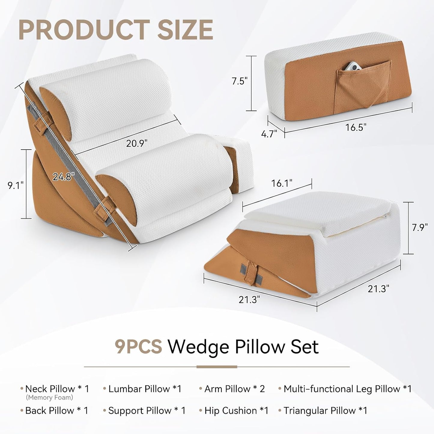Yojoker 4PCS Orthopedic Bed Wedge Pillow Set for Sleeping, Post Surgery Foam Pillow for Body, Back and Leg Pain Relief, Triangle Adjustable Support Pillow - Acid Reflux, Anti Snoring & GERD Sleeping