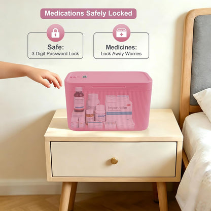 Lockable Storage Box, Small Lock Box with Combination Code for Phone/Medicine Safe/Food Home/Refrigerator/Office/Personal Items/Travel/Gift,9.25 x 5.04 x 3.62’’