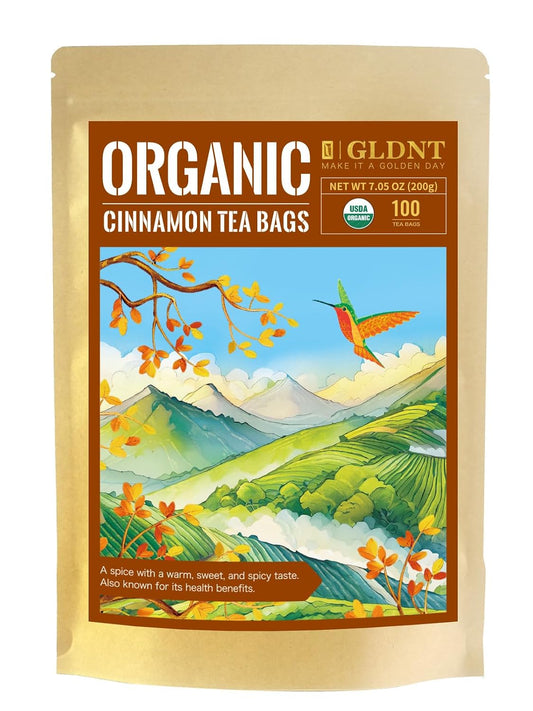 GLDNT Organic Cinnamon Tea Bags, Sweet & Spicy Flavor, Caffeine Free, 100ct