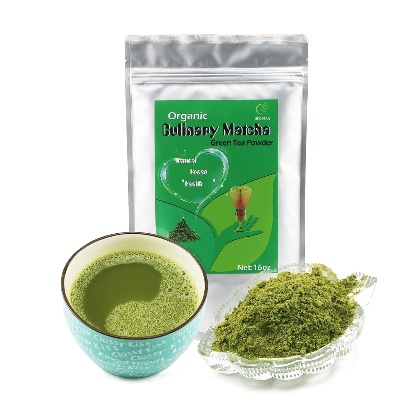 EFOOFAN Organic Ceremonial Matcha Powder, 1st Harvest Shade-Grown, 45g Tin