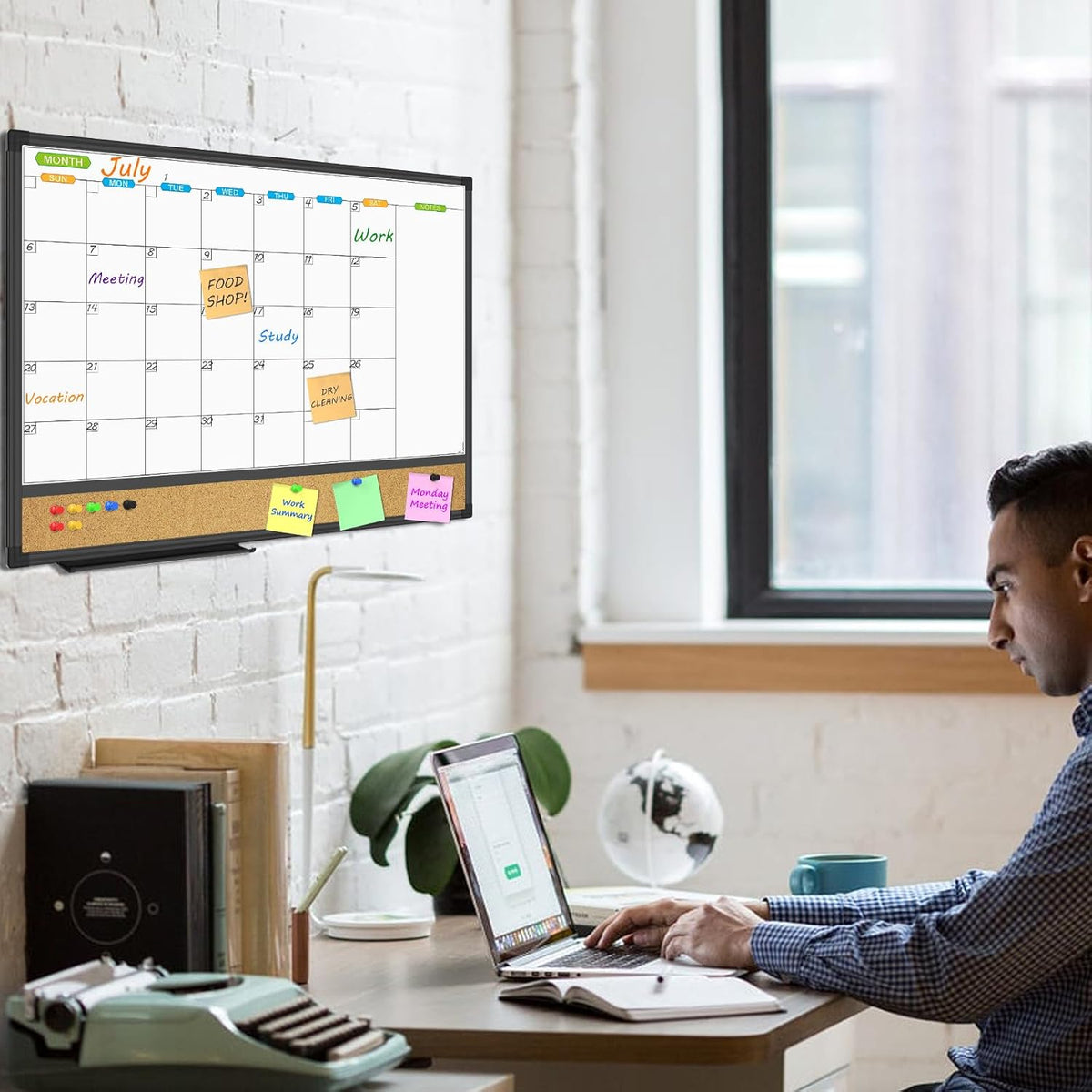 JILoffice Magnetic Dry Erase Calendar Whiteboard, 24" x 18" Monthly Board