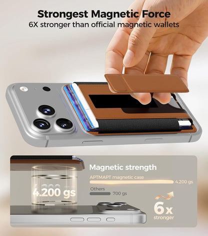 for MagSafe Wallet, Works with Apple Find My, 5-Card RFID Holder with Stand Also Grip, Strong Magnetic Wallet for iPhone 17/16/15/14/13/12 Pro Max Air Plus, Wireless Charging, Black