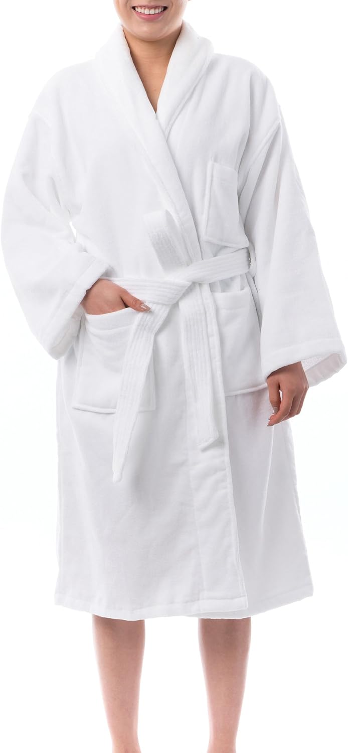 Alpine Swiss Blair Womens Cotton Terry Cloth Bathrobe Shawl Collar Velour Spa Robe