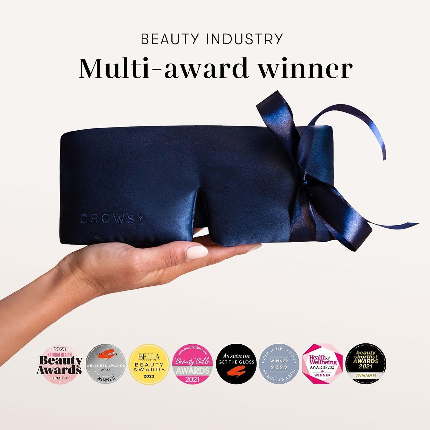 DROWSY Silk Sleep Mask - Face-Hugging, Padded Cocoon for Luxury Sleep in Total Darkness - 100% Pure Mulberry Silk (Black Jade)
