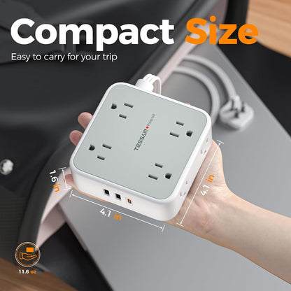 TESSAN Surge Protector Power Strip with 900J Surge Protection, 5 Ft, Grey