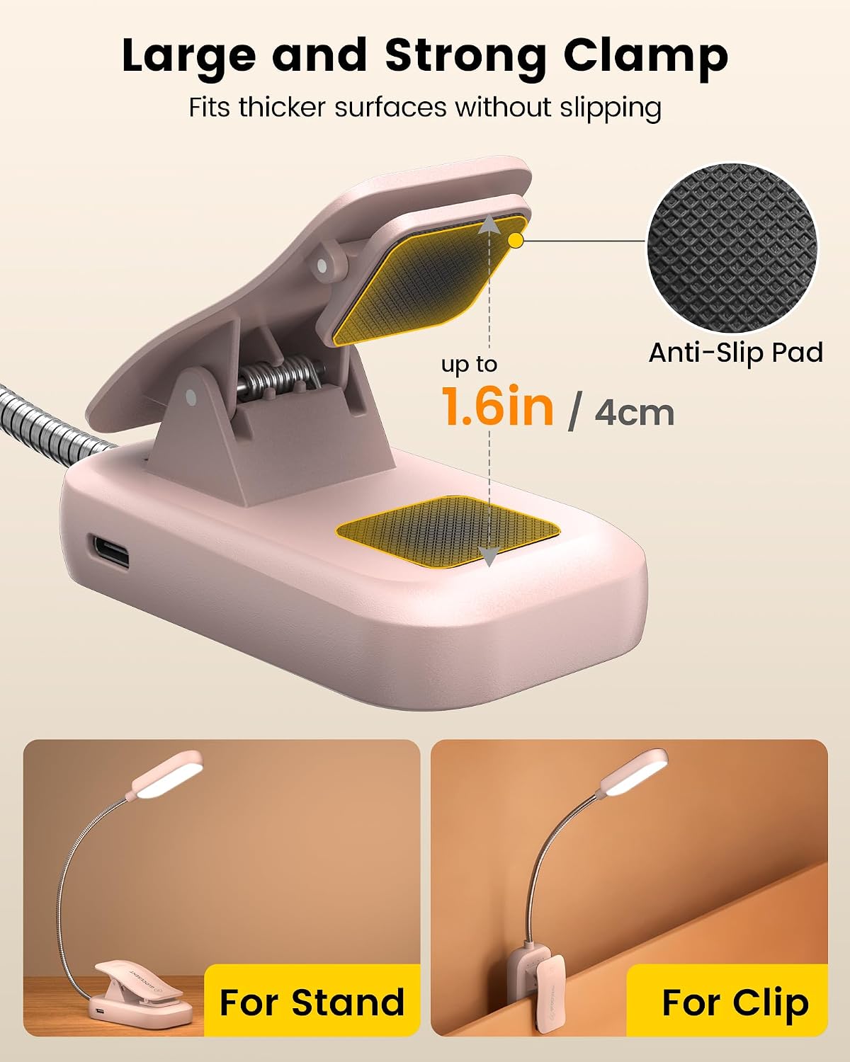 Glocusent 13 LED Reading Lights for Books in Bed, Eye-Caring Rechargeable Book Light 3 Amber Colors & Stepless Dimming, 120 Hrs Runtime, Travel Clip on Reading Lamp, Gifts for Book Lover Men Women Kid