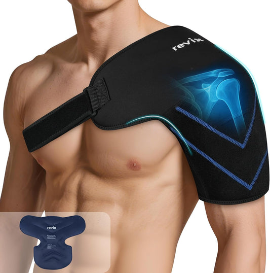 REVIX Large Shoulder Ice Pack Wrap & Brace for Rotator Cuff & Arm
