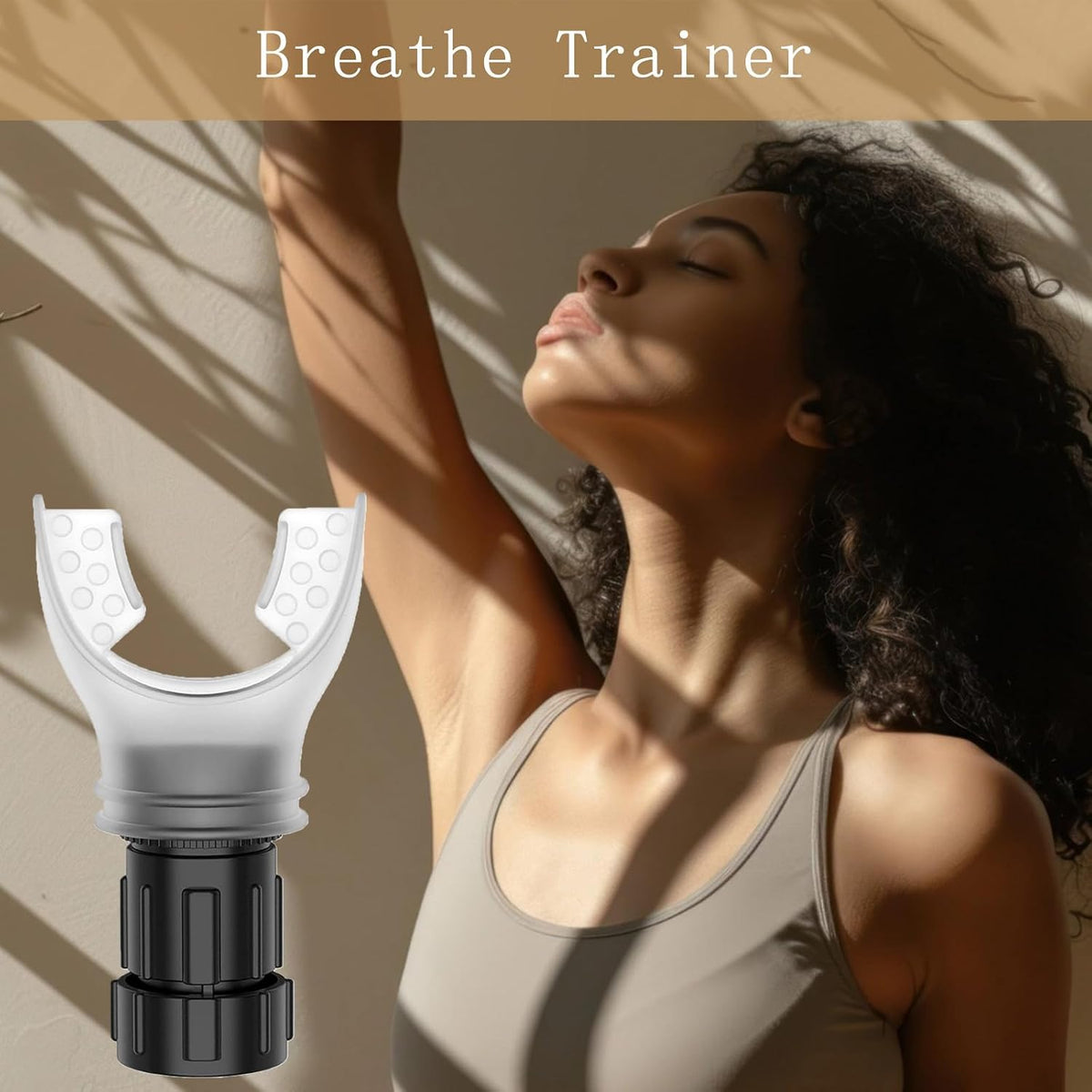 Breathing Trainer, Adjustable Exercise Device, Variable Settings - Adjustable to Different Fitness Needs, for Oral and Muscular Exercise(White)