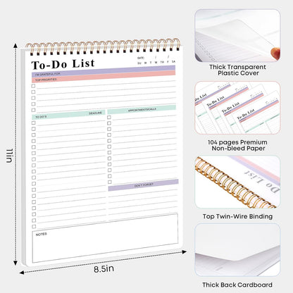 To Do List Notepad，Daily To Do List Notebook, (8.5"x 11") (1, Purple)