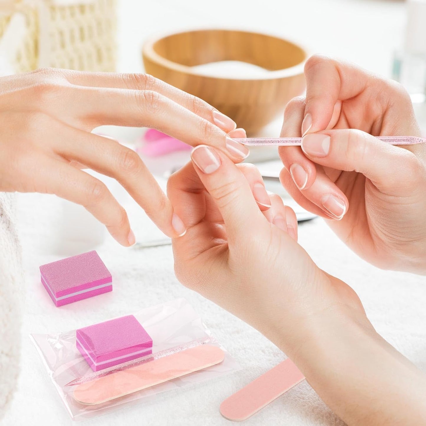 48 Sets Disposable Manicure Kit, Individually Package Nail Kit,Manicure Set with Mini Nail File,Mini Nail Buffer,Nail Stick for Salon Home