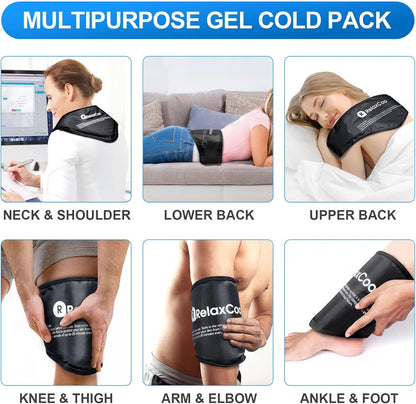 RelaxCoo Neck Ice Pack Wrap, Reusable Gel Ice Pack for Neck Shoulders, Cold Compress Therapy for Pain Relief, Injuries, Swelling, Bruises, Sprains, Inflammation and Cervical Surgery Recovery