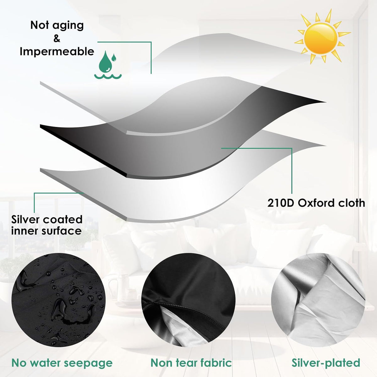 Extra Large Outdoor Cushion Storage Bags 68in Zippered Patio Storage Bag