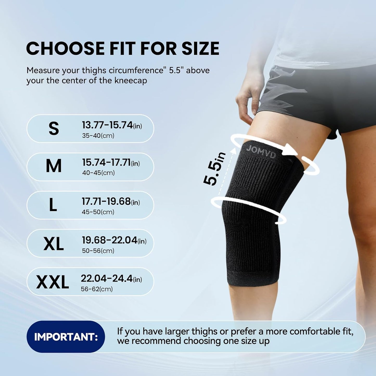 JOMVD Knee Compression Sleeve for Arthritis Pain – Knee Brace for Knee Pain Relief, Meniscus Tear, Inflammation, Circulation, Swelling & Injury Recovery – Anti-Slip Breathable Support for Women & Men,Medium