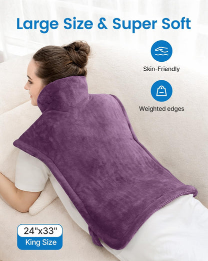 RENPHO Fathers Day Dad Gifts, Electric Heating Pad - 6 Heat Levels for Neck Shoulder and Back, Birthday Gifts for Women Men, Weighted Pad for Snug Fit, ETL Certified, FSA Eligible, 24"x33" Gray