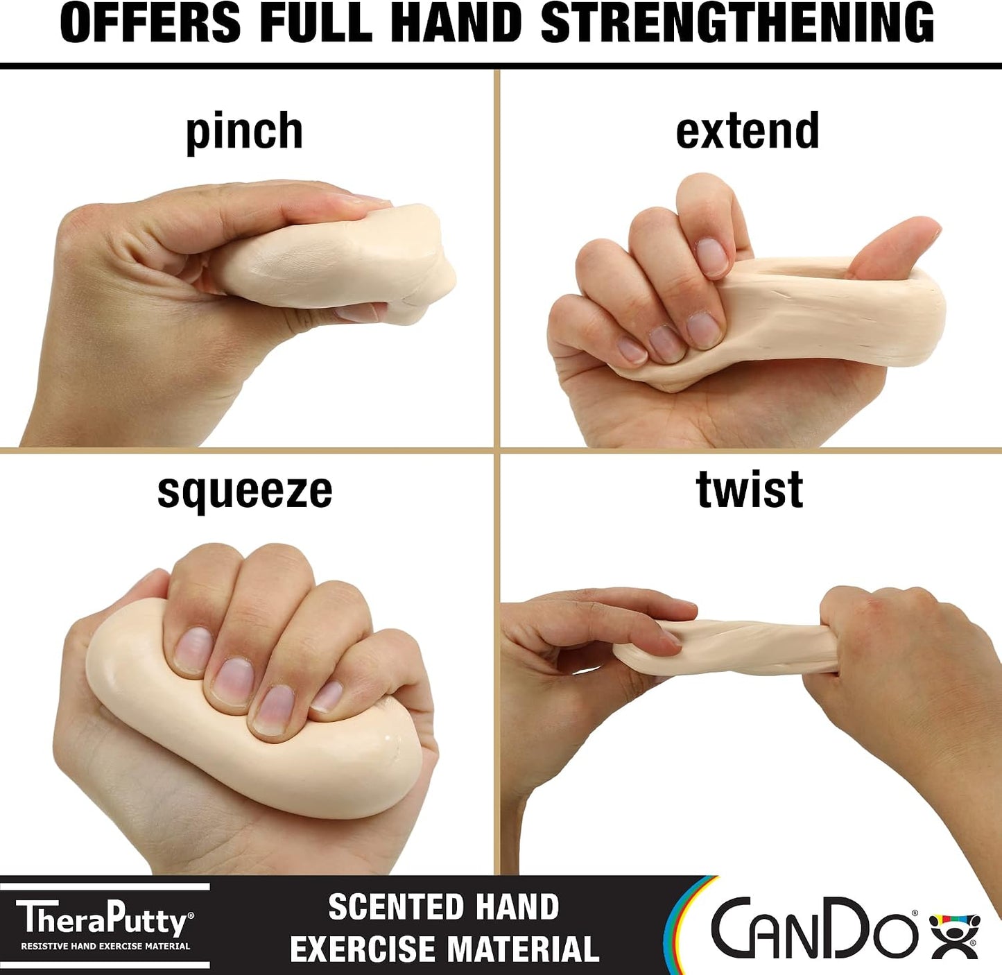 CanDo TheraPutty Scented Hand Exercise Putty for Rehabilitation, Exercises, Hand Therapy, Occupational Therapy, Vanilla Tan XX-Soft 5lb