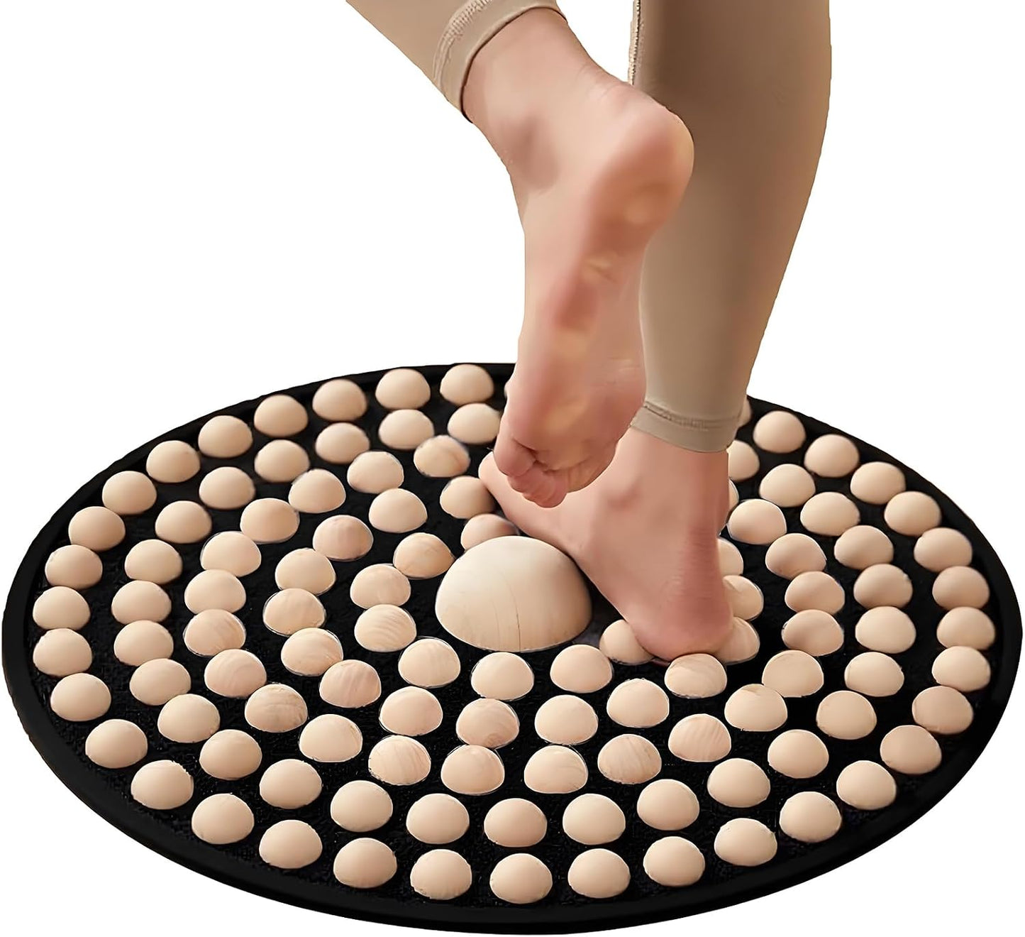 LIYAOLI Wood Foot Massager Mat - Portable Acupressure Pad for Pain Relief, Foldable Pressure Point Relief Tool, Home Spa Therapy Foot Massage Board, Ideal Gift for Seniors