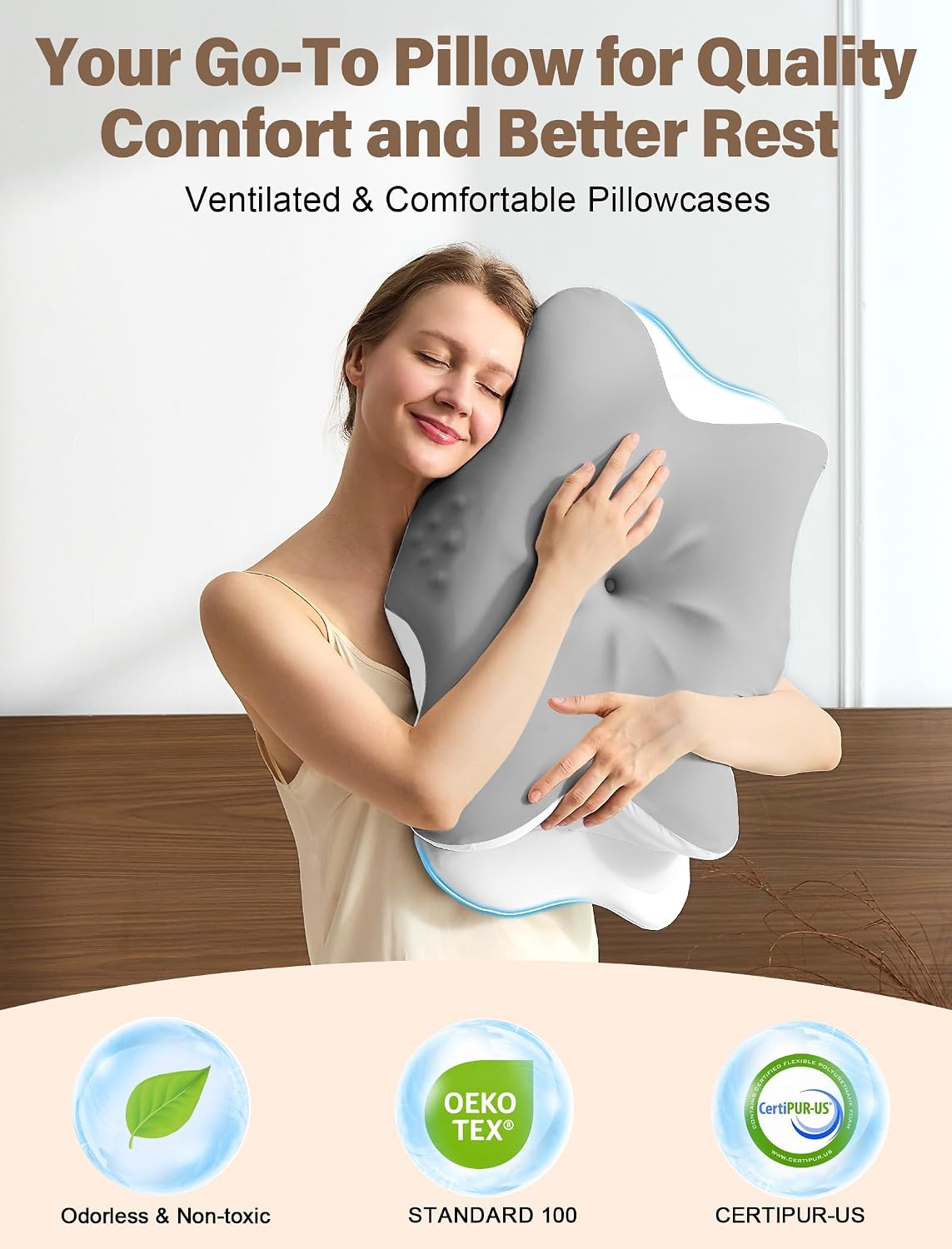 Cervical Neck Pillow for Pain Relief – Ergonomic Memory Foam Pillow for Side Sleeper Contour Orthopedic Bed Pillow for Neck Support with Cooling Cover – Ideal Christmas Birthday Gift for Women Men