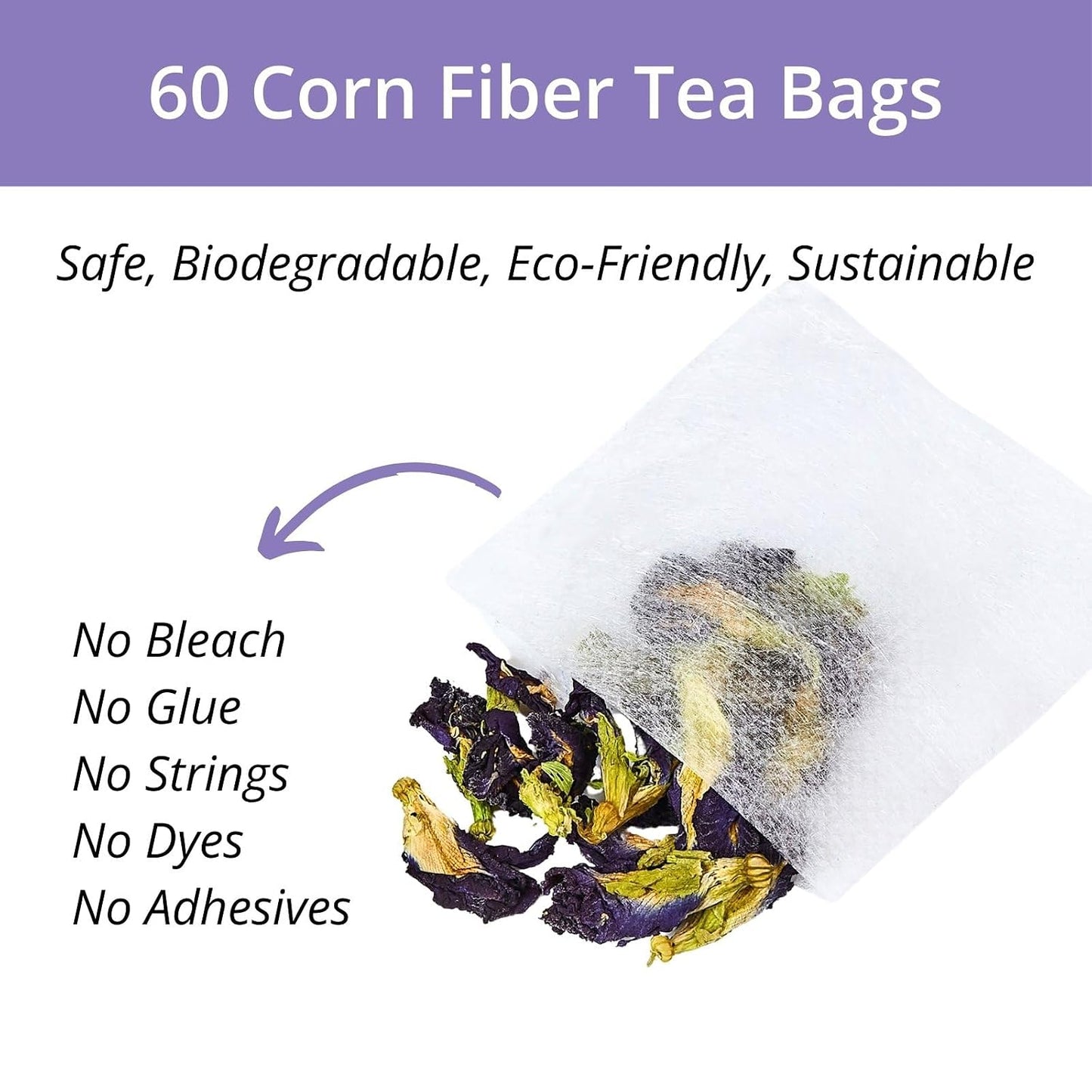 60 Lemon Balm Tea Bags - VitalForest Dried Lemon Balm Leaves Tea -1.5g/Bags, Calming Herb, Stress Relief & Sleep Support, Non-GMO, Caffeine-Free