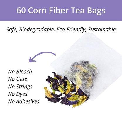 60 Lemon Balm Tea Bags - VitalForest Dried Lemon Balm Leaves Tea -1.5g/Bags, Calming Herb, Stress Relief & Sleep Support, Non-GMO, Caffeine-Free