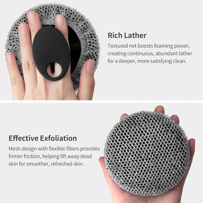 Silicone Body Scrubber 2 Pack, BEAUTAIL Shower Bath Scrubber, More Hygienic Than Traditional Loofah, Lather Nicely, Gentle Exfoliating Brush for Women Men Baby Sensitive Skin, Black+Purple