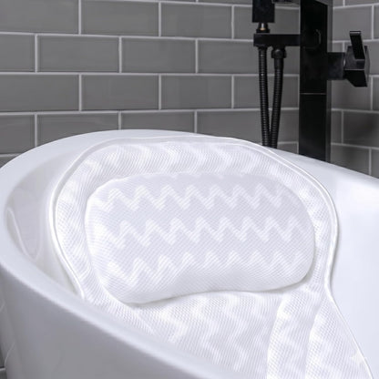 Bath Pillow Bathtub Pillow Back Neck Support Pillow, Spa Cushion for Tub, Relaxing Headrest Bath Pillow, Portable Washable Bathtub Accessories with 3D Air Mesh Thick Soft Bath Pillow (Deluxe)