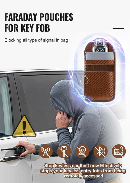 Faraday Pouch for Car Keys, Faraday Bag, Car RFID Signal Blocking Holder, Key Fob Protector, Key fob cage Block Signal Anti-Theft Fob Case (2 Pack)