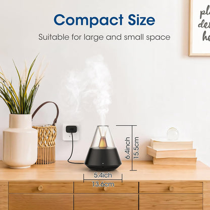 Ultrasonic Essential Oil Diffuser, 150ML Modern Aromatherapy Diffuser with Candle Light, 2 Mist Mode, Remote Control, Auto-Off, Small Cool Mist Humidifier for Home Bedroom Office Yoga, Black
