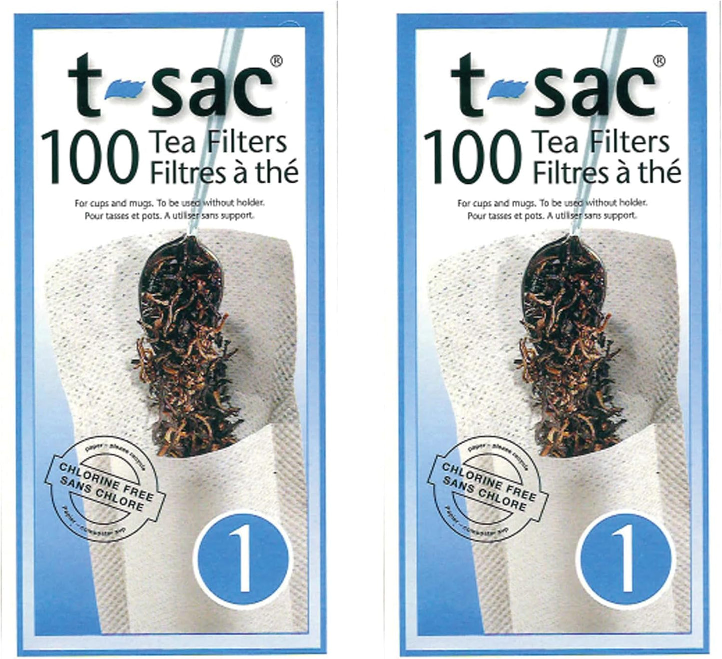 T-Sac Tea Filter Bags, Disposable Tea Infuser, Number 1-Size, 1-Cup Capacity, Set of 100